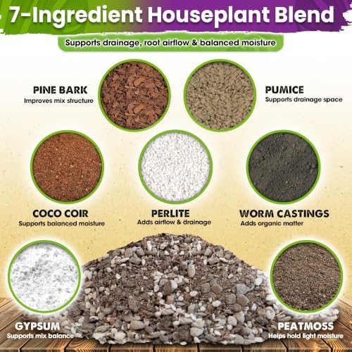 DUSPRO Pre-Mixed 7in1 House Plant Potting Mix,Drainage & Root Airflow, 20QT - Image 2