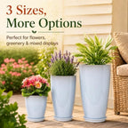 Neoaider Set of 3 Tall Planter, 24/21/12in Large Plastic Planter, WhiteJade - Image 4