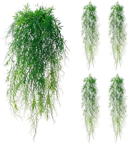 dallisten 4Pcs Fake Hanging Fern Plants for Outdoors, UV Resistant Artificial Ferns Greenery Vines Faux Trailing Plants for Indoor Wall Porch Wedding Boho Home Garden Decor(4PCS Green Ferns) by dallisten