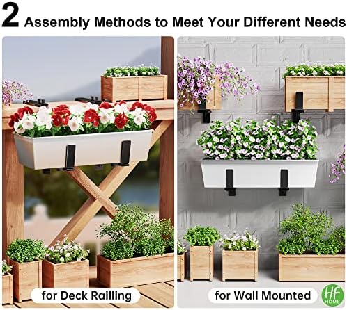 HFHOME 6PCS Adjustable Planter Box Brackets, Brackets for Window Boxes Planters Hanging Flower Box Holders, Wall Mount Holder for Windowsills, Garden, Fences, and Balcony - Black (Patent Registered) - Image 5