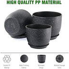 WSMKSZ Large Flower Pots 12/10/9 inch, Set of 3 Modern Decorative Plastic Planters with Drainage Holes and Saucers for Garden House Plants, Plant Pots for Indoor Outdoor Plants, Speckled White - Image 4