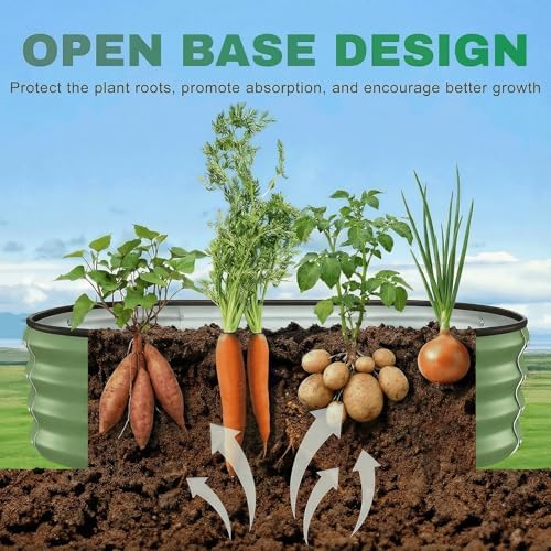 2PCS 4x2x1 FT Oval Metal Raised Garden Bed Kit, Open Bottom Design Elevated Garden Planter Box Outdoor, Trough Planter for Outdoor Plants, Flower, Vegetables, Fruit, Herbs (Green) - Image 5
