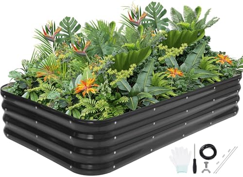 G GOOD GAIN Raised Garden Bed Outdoor, 4-in-1 Modular Metal Planter, Grey by GGOODGAIN