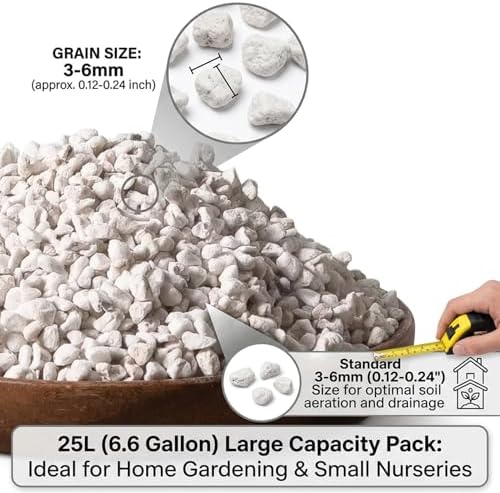 Pearlite, Perlite for Gardening, 25L Large Granule 3-6mm Pearlite for Plants, Organic Soil Amendment Improved Aeration and Drainage in Potting Mix, Perilite - Image 5