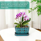 Teenyyou 7 Inch Ceramic Orchid Pot with Holes and Saucer Repotting,Green - Image 5