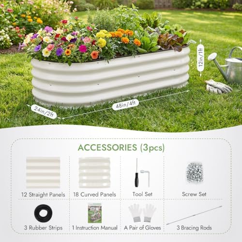 INNO STAGE 3Pcs Galvanized Raised Garden Bed Kit, Outdoor Metal Planter Box - Image 6