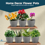 Gray 6-Inch Plant Pots with Drainage & Saucers 18 Pack, Indoor & Outdoor Planters for Houseplants, Herbs, and Flowers, Durable & Weatherproof Material, Stackable, Lightweight, Minimalist Design - Image 4