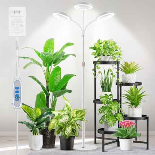 Aumtrly 3 Head Grow Light Full Spectrum LED for Tall Indoor Plants Growing by Aumtrly