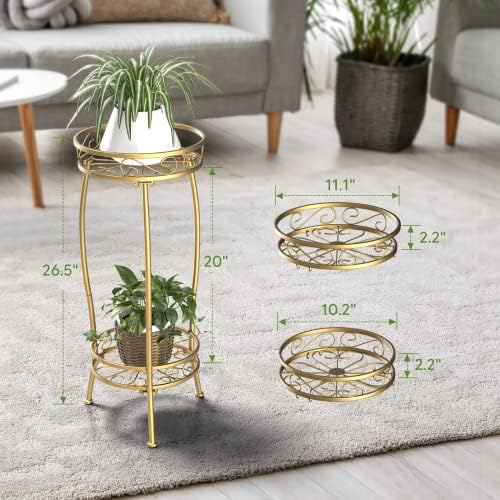 H HOMEXIN Plant Stand Indoor- 2 Tier Metal Tall Plant Stand 26.5" Flower Stand Holder Heavy Duty Rustproof Plant Shelf Rack for Corner Garden Patio Lawn Balcony office Outdoor - Image 4