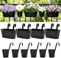 KINGLAKE Flower Pots,10 Pcs Metal Iron Hanging Flower Plant Pot Balcony Garden Plant Planter Baskets Fence Bucket Pots 10.6" & 5.1" Flower Holders with Detachable Hook Black by KINGLAKE