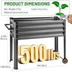 Land Guard 2 Pack Galvanized Raised Garden Bed with Legs & Wheels, 48×18×32in Metal Elevated Raised Planter Box for Backyard, Patio, Balcony, 500lb Capacity, Dark Grey - Image 3