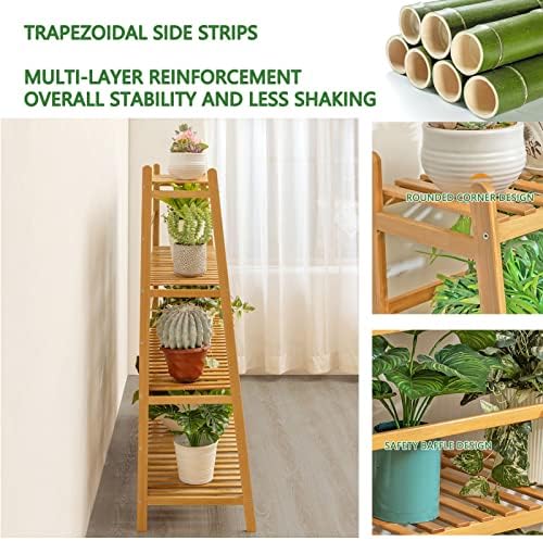 4 Tier Bamboo Plant Stand, Ladder Shelf Corner Flower Pots Holder for Indoor & Outdoor,Multiple Plant Display Rack for Balcony Garden Living Room (Size : 70x36x110cm) - Image 4
