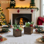 NUPTIO Small Wooden Box for Centerpiece, Brown, Square, 4"/5", 12 Pcs - Image 3