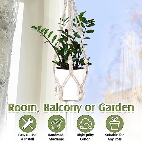 Hoteam 12 Pcs Macrame Plant Hangers Macrame Hanging Planters for Indoor Plants Handmade Boho Hanging Baskets Flower Pots Holder for Outdoor Home Wall Decor - Image 4