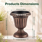 Zhehao 4 Pcs 10 x 12 Inches Brushed Copper Plastic Urn Planter Classic Flower Pots Front Porch Planters Indoor Outdoor Planters with Pedestal for Wedding Party Bridal Shower Garden Patio Porch - Image 2