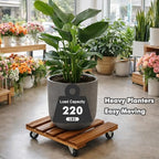 16 Inch Plant Caddy with Wheels, 4 Pack Rolling Plant Stand Rollers with Casters Wooden Plant Dolly with Wheels Heavy Duty Large Rolling Planter Base for Indoor & Outdoor Plants Square Flower Stand - Image 5