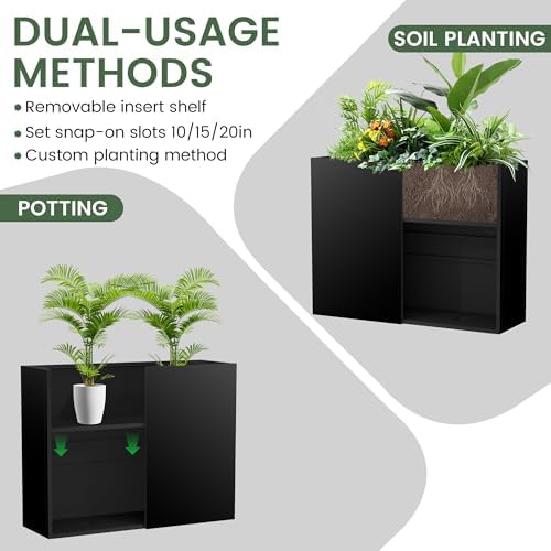 Tall Rectangular Planter,38" L x 13" W x 30" H Metal Large Planter Box - Image 3