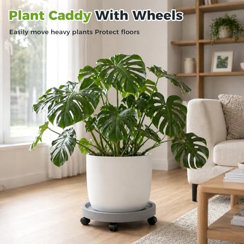 5 Pack Plant Caddy with Wheels Rolling Plant Stand with Wheels 10 Inch Plant Dolly Heavy Duty Large Potted Plant Mover with Casters for Indoor and Outdoor, Grey - Image 5