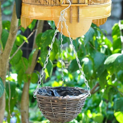 2 Pcs Handmade Rattan Hanging Flowerpot Planter Baskets for Indoor Plants Macrame Plant Hanger Style for Home and Balcony Decoration - Image 2