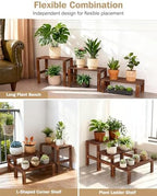 3 Tiered Wooden Plant Stand Shelf Indoor Outdoor,Corner Small Flower Stand - Image 3