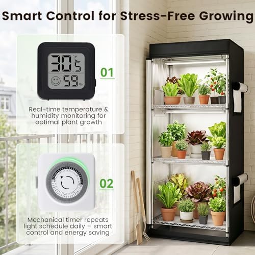 BAOSHISHAN 4 Tier Indoor Greenhouse with Grow Light 72W Full-Spectrum - Image 6