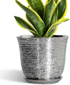 Ceramic Pots for Plants, 8 Inch Plant Pot with Drainage, Silver by SUNPOTFOR