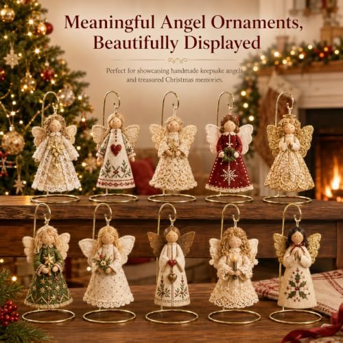Ornament Stand Set of 10 – Gold Metal Wire Display Holders for Ornaments, Suncatchers, Air Plants, Mini Wreaths & Hanging Decor – 7 Inch Tabletop Display Stands for Year Round Home Decor - Image 4