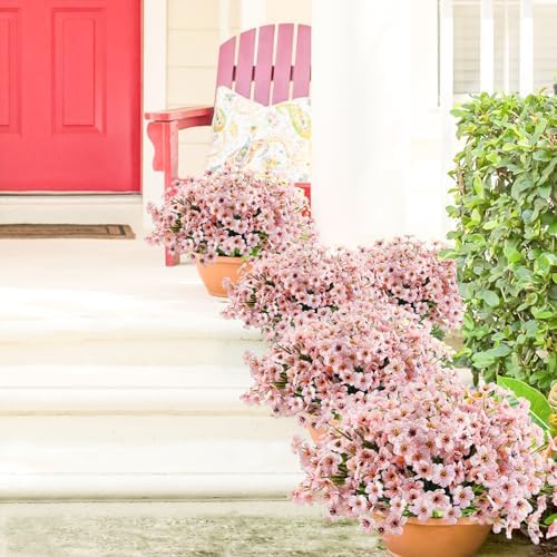 Uieke 72 Bundles Artificial Flowers for Outdoors UV Resistant Fake Silk Flowers No Fade Greenery Shrubs Plants for Outside Planter Home Garden Porch Window Box Spring Summer Décor (Pink) - Image 2