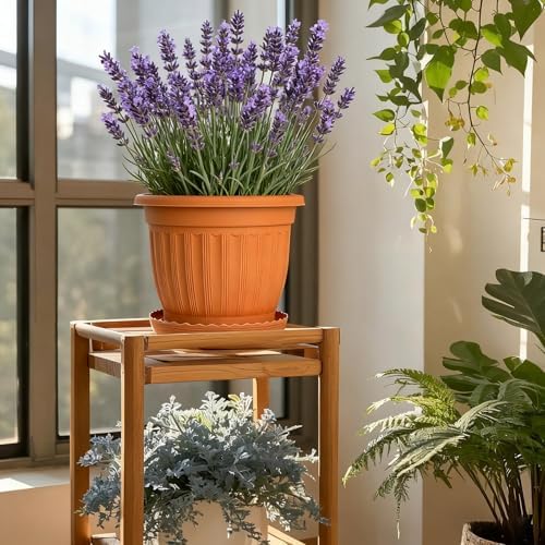 12.6Inch Plastic Planters, Set of 4, Terracotta, Lightweight Durable - Image 6