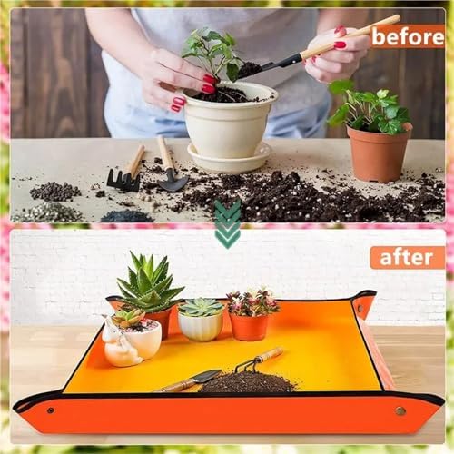 Repotting Mat Plant Regeneration Mat Waterproof Flower Pots Transplanting Pad Potting Soil Control Easy Clean Potting Mat Gardening Tray(Black-66x66cm) - Image 4