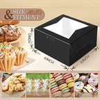 KPOSIYA 65PCS Bakery Boxes with Window 6x6x3 Inches 5 Style Cookie Boxes Small Pastry Boxes for Candy, Dessert, Pastry, Donuts, Birthday Party, Wedding(Black) - Image 2