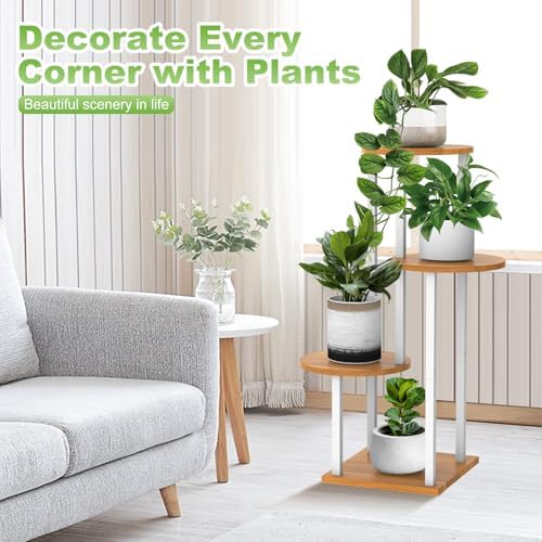 4 Tier Plant Stand Indoor Corner Tall Shelf for Multiple Plants - Image 4