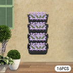Vertical Wall Planter with 16 Pots, Hanging Garden Plant Flowerpot Holder, Stackable Wall-Mounted Planter, Balcony Planters for Flowers Vegetables Fruits (Black, 16 Pots) - Image 7
