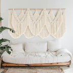 Macrame Wall Hanging Wedding Hanger Tassel Knotting Boho Decor 47"W*25"L - Image 3