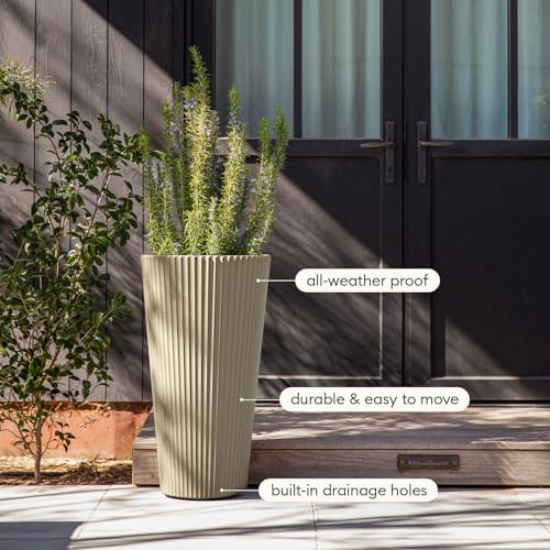 Veradek Demi Series Tall Planter - Tall Tapered Outdoor Planter with Shelf - Image 7