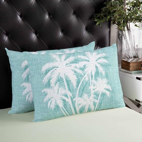 Throw Pillow 12x20 Inch, Tropical Palm Tree Waterproof Outdoor Pillow Covers with Insert, Vintage Mint Green Exotic Botanical Plants Decorative Pillowcase Cushion for Patio, Garden, Couch, Sofa, Bed - Image 5