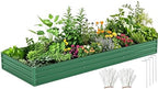 DWVO 12 x 4 x 1 FT Raised Garden Bed Kit, Outdoor Galvanized Flower Bed with Safety Rubber and Gloves, Large Metal Planter Box for Vegetables, Flowers, Herbs, Fruits, Green by DWVO