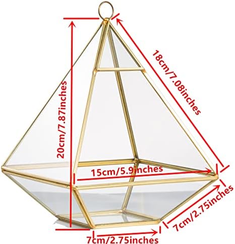 NCYP Geometric Glass Terrarium for Succulent, Air Plants - 5.9x5.9x7.87 Inches - Wall Hanging Glass Planter Pot, Home Garden Tabletop Decoration, Gold (Terrarium Only) - Image 5