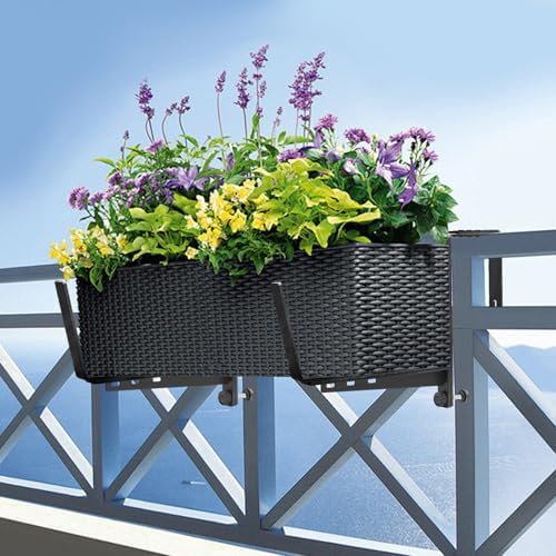 4 Pcs Adjustable Railing Planter Boxes Brackets,Heavy Duty Iron Window Box Planters Holder Outdoor for Railings,Windowsill,Patio,Deck,Garden,Balcony,Fence,Wall,Porch,Black - Image 7