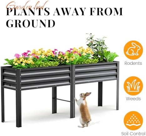 KING BIRD Raised Garden Bed with Legs & Water Storage Tank 80×17×31.5 in - Image 5