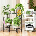 7 Tiers Plant Stand Indoor for Multiple Large Planter, Tall Tiered Folding Plant Rack Outdoor with Rustproof 10 Inch Wide Tray, Plant Shelf for Corner Living Room - BlackDisk - Image 4