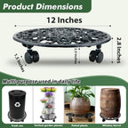 2 Pack 12 In Rolling Plant Stand with Wheels Metal Plant Caddy with Wheels - Image 4