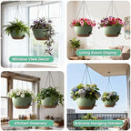 UOUZ 13 Inch 2 Pack Large Self Watering Hanging Planters for Indoor Outdoor Plants, Hanging Plant Pots with Removable 50 Oz Reservoir, Plastic Hanging Basket for Window Porch Garden, Green with Brown - Image 6