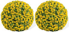 15.7 Inch Artificial Hanging Topiary Balls Set of 2, Faux Flower Balls for Garden Patio Wedding Valentine's Day Decor, Outdoor Indoor Hanging Decorations for Porch Front Door Party, Yellow by Unknown