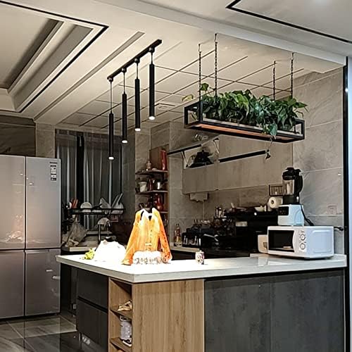 SOBS Creative Black Chain Hanging Wrought Iron Ceiling Basket Flower Stand Industrial Style Bar Restaurant Plant Pot Hanger Decorative Rack Floating Shelves Shelf (Size : 80x25x15cm) - Image 5