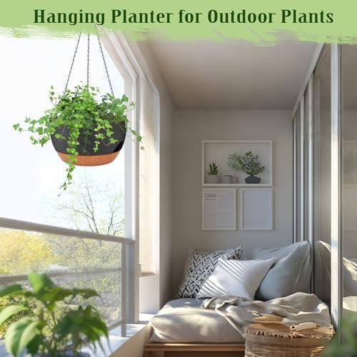 12 Inch Self Watering Hanging Planters with Removable Reservoir, 2 Pack - Image 6
