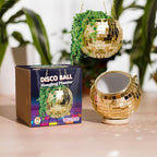 Bubblegum Stuff Gold Disco Ball Hanging Planter - Indoor Herb & Plant Hanger, Boho Decor - 4 inch by BubblegumStuff