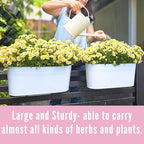 LaLaGreen Outdoor Rail Planter (17 in, 6 Pack) White Metal Deck Fence Pots - Image 5