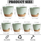 Self Watering Plant Pot with Drainage Hole,Plant Pots Outdoor Flower Pots for Indoor Plants,Modern Green Plastic Self Watering Planters Succulent Pot 7pcs/Set - Image 4