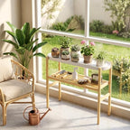 Bamboo Plant Stand Indoor, 2-Tier Plant Shelf Table for Multiple Plants - Image 3